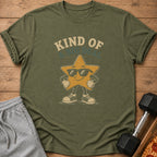 Olive t-shirt with vintage cartoon star wearing sunglasses and text "Kind of A Big Deal".