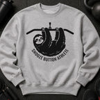 Gray sweatshirt with black sloth graphic and "Snooze Button Athlete" text.
