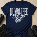 Dark blue t-shirt with white "DIMBLEBEE" text and a cartoon bee lifting weights.