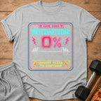 Grey t-shirt with pixelated "Game Over Motivation: 0% Insert Pizza To Continue" graphic.
