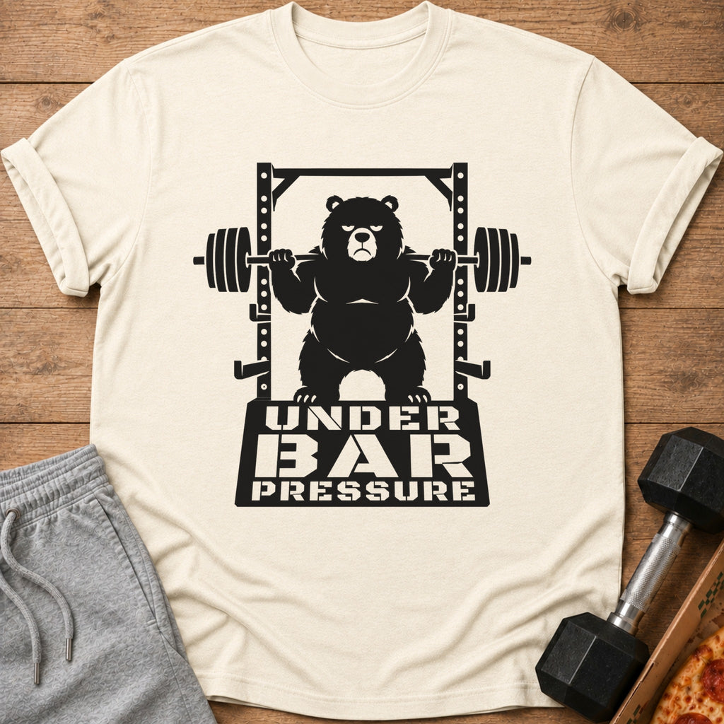 Bear lifting weights graphic with "Under Bar Pressure" text.