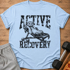 Ferret relaxing on weight bench with text "ACTIVE RECOVERY".