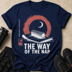 Navy t-shirt with "The Way Of The Nap" text and moon graphic.