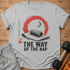 Grey t-shirt with "The Way Of The Nap" text and zen-inspired graphic.