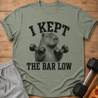 Capybara lifting dumbbells with text "I KEPT THE BAR LOW".