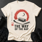 Cream t-shirt with black text "THE WAY OF THE NAP" and graphic.